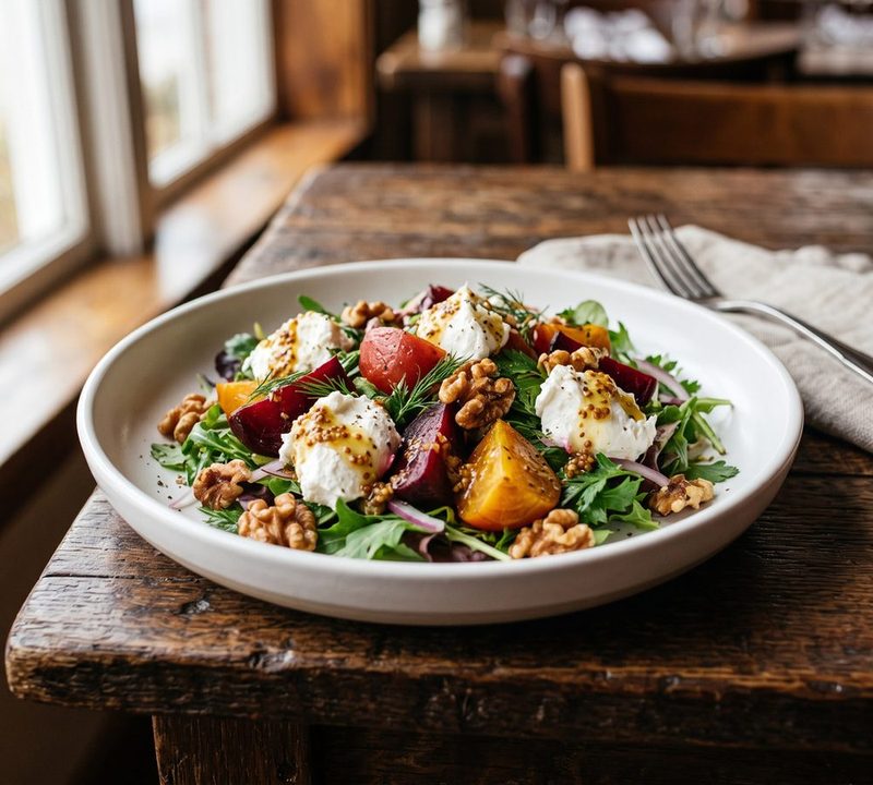 Ensalada de betabel con queso de cabra
