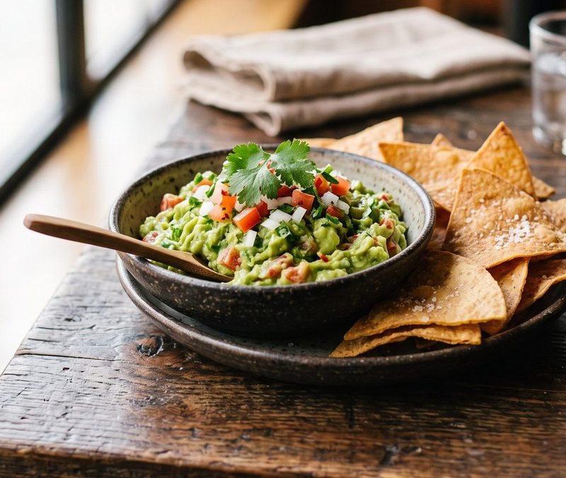 Guacamole tradicional con totopos